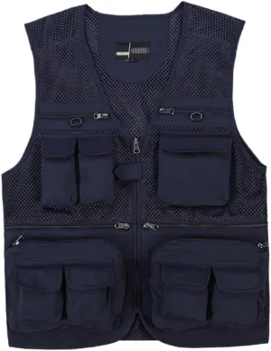 Dninmim Men's Fishing Vest Multi-Pocket Summer Breathable Mesh Sleeveless Jackets Top