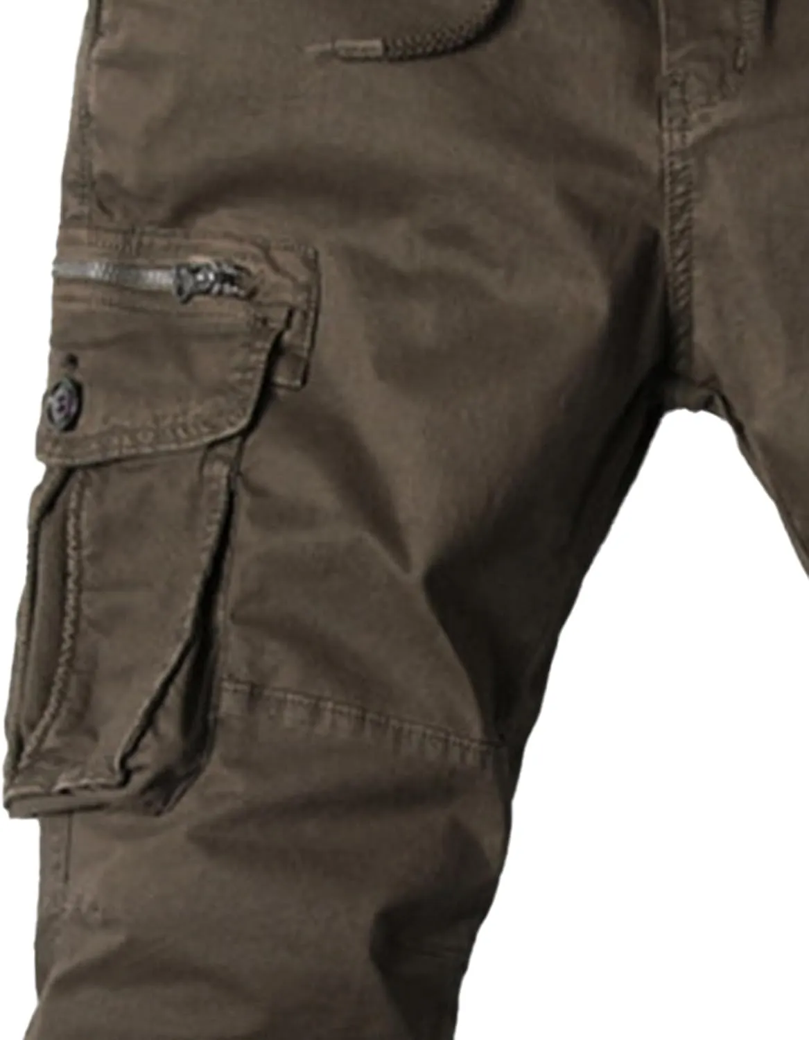Drawstring Casual Cargo Pants for Men Multi-Pockets Military Cargo Trousers Lightweight Athletic Hiking Sweatpants