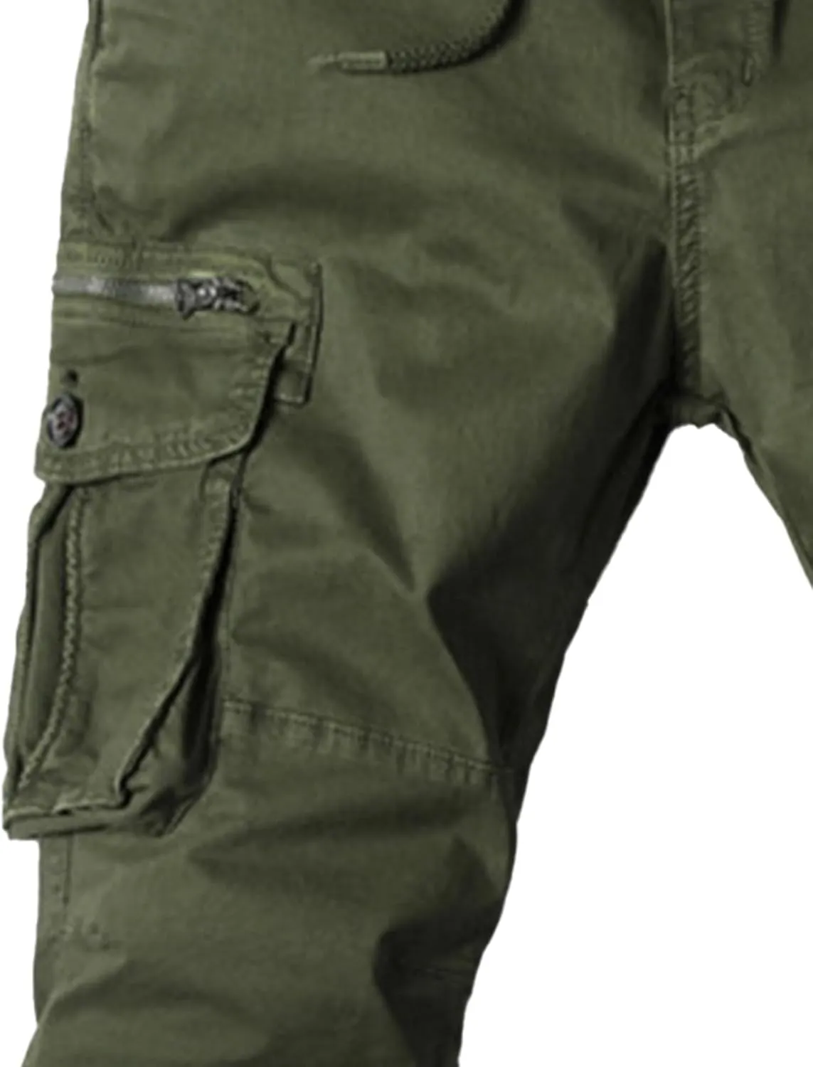 Drawstring Casual Cargo Pants for Men Multi-Pockets Military Cargo Trousers Lightweight Athletic Hiking Sweatpants