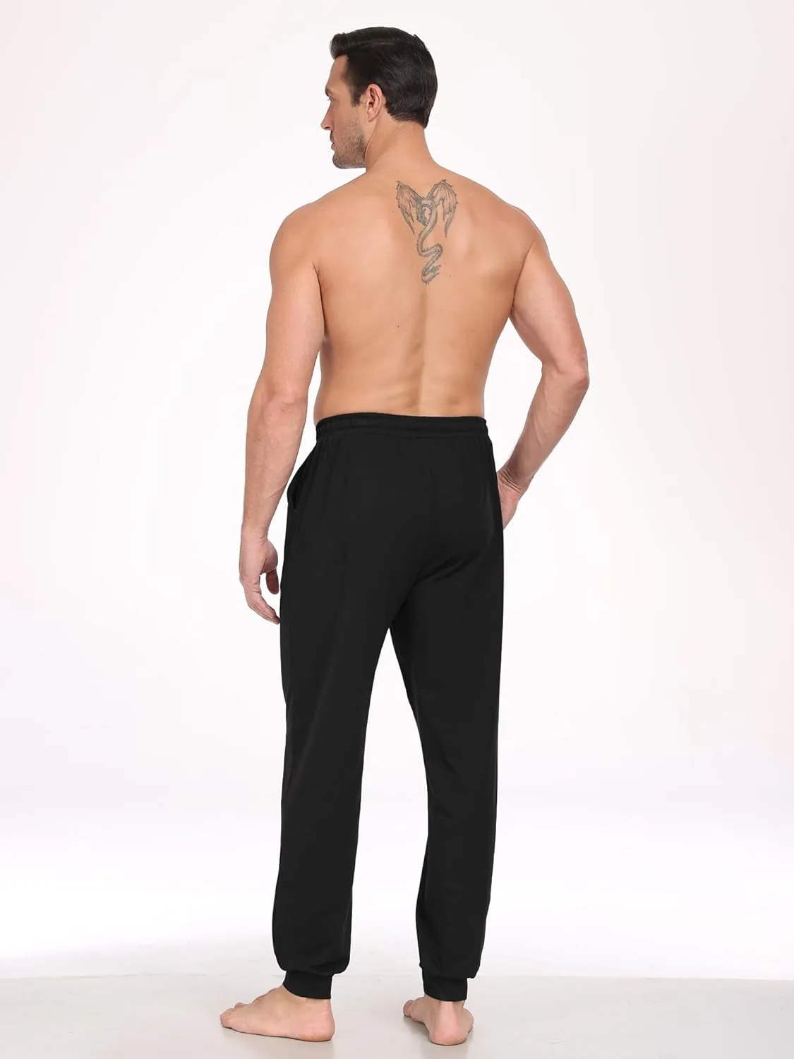 EA'S SECRET Men's 100% Cotton Pajama Bottoms Stretch Waist Soft Drawstring Sleep Lounge Pj Pants with Pockets