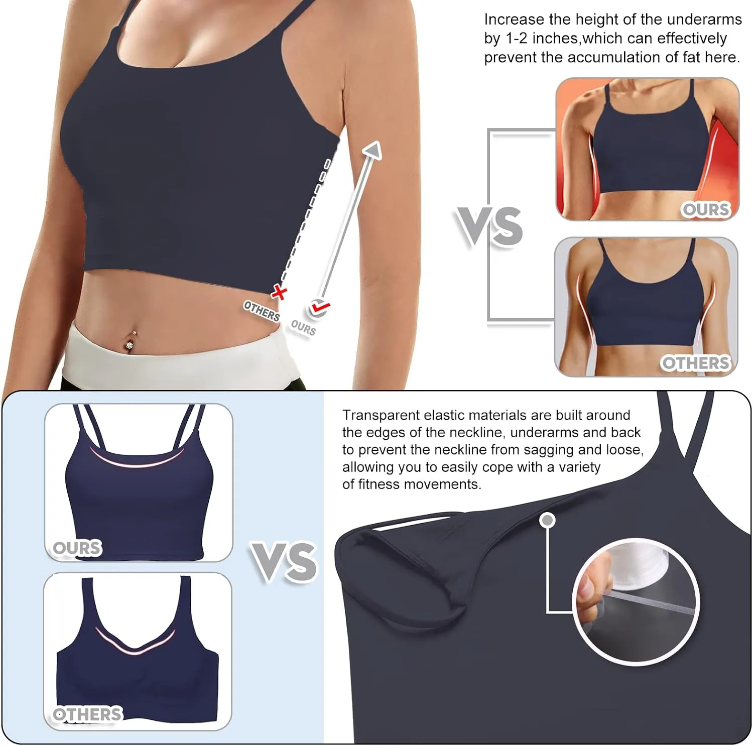 ECOPARTY Sports Bras for Women Quick-Dry Padded Wirefree Workout Crop Cute Tank Tops Camisole Yoga Fitness Running Gym