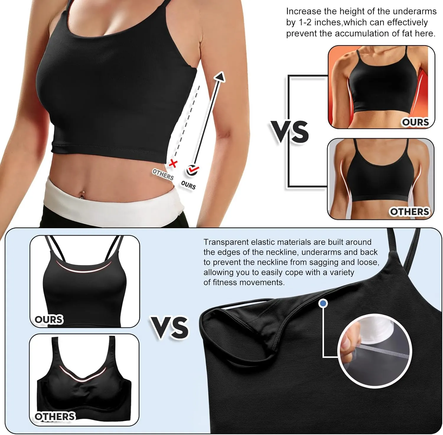 ECOPARTY Sports Bras for Women Quick-Dry Padded Wirefree Workout Crop Cute Tank Tops Camisole Yoga Fitness Running Gym