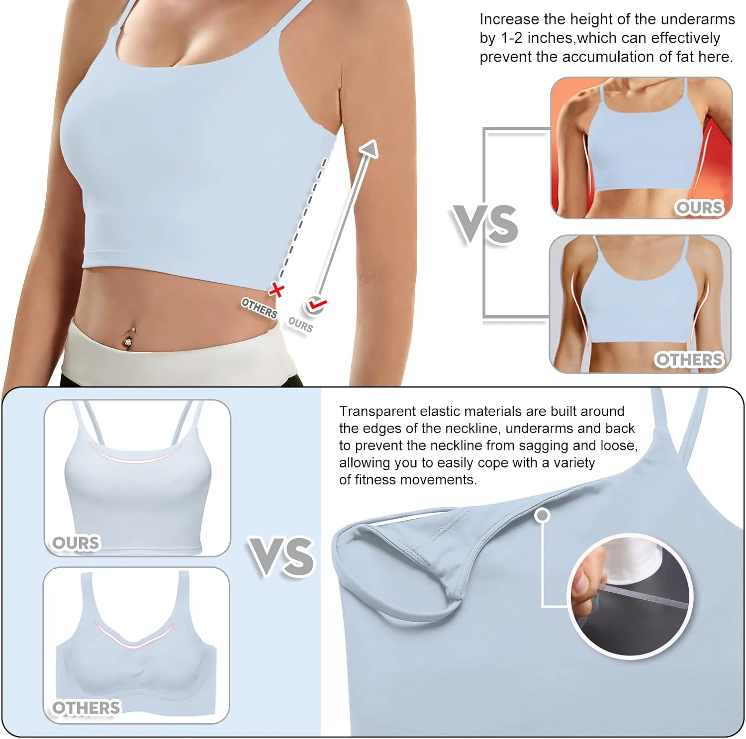 ECOPARTY Sports Bras for Women Quick-Dry Padded Wirefree Workout Crop Cute Tank Tops Camisole Yoga Fitness Running Gym