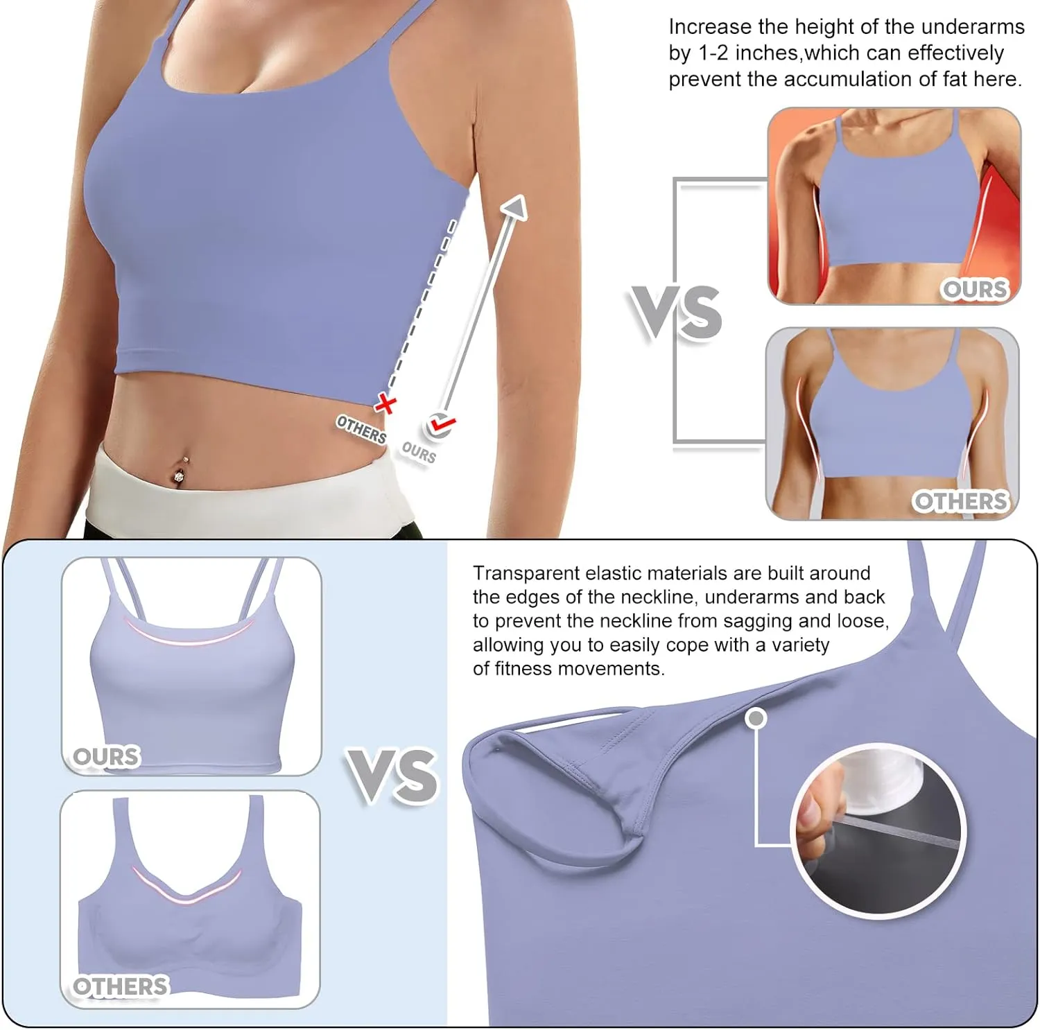ECOPARTY Sports Bras for Women Quick-Dry Padded Wirefree Workout Crop Cute Tank Tops Camisole Yoga Fitness Running Gym