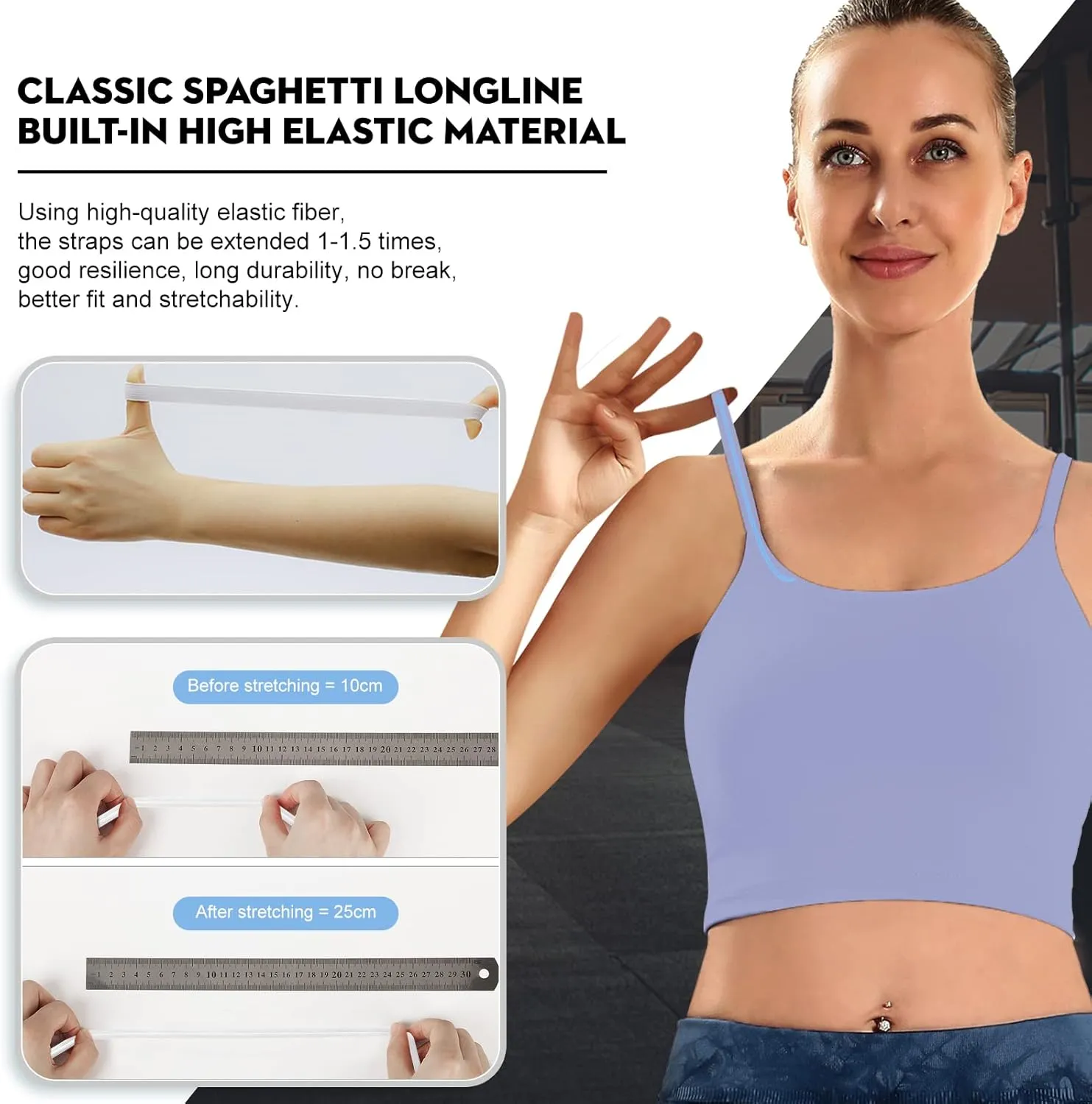ECOPARTY Sports Bras for Women Quick-Dry Padded Wirefree Workout Crop Cute Tank Tops Camisole Yoga Fitness Running Gym