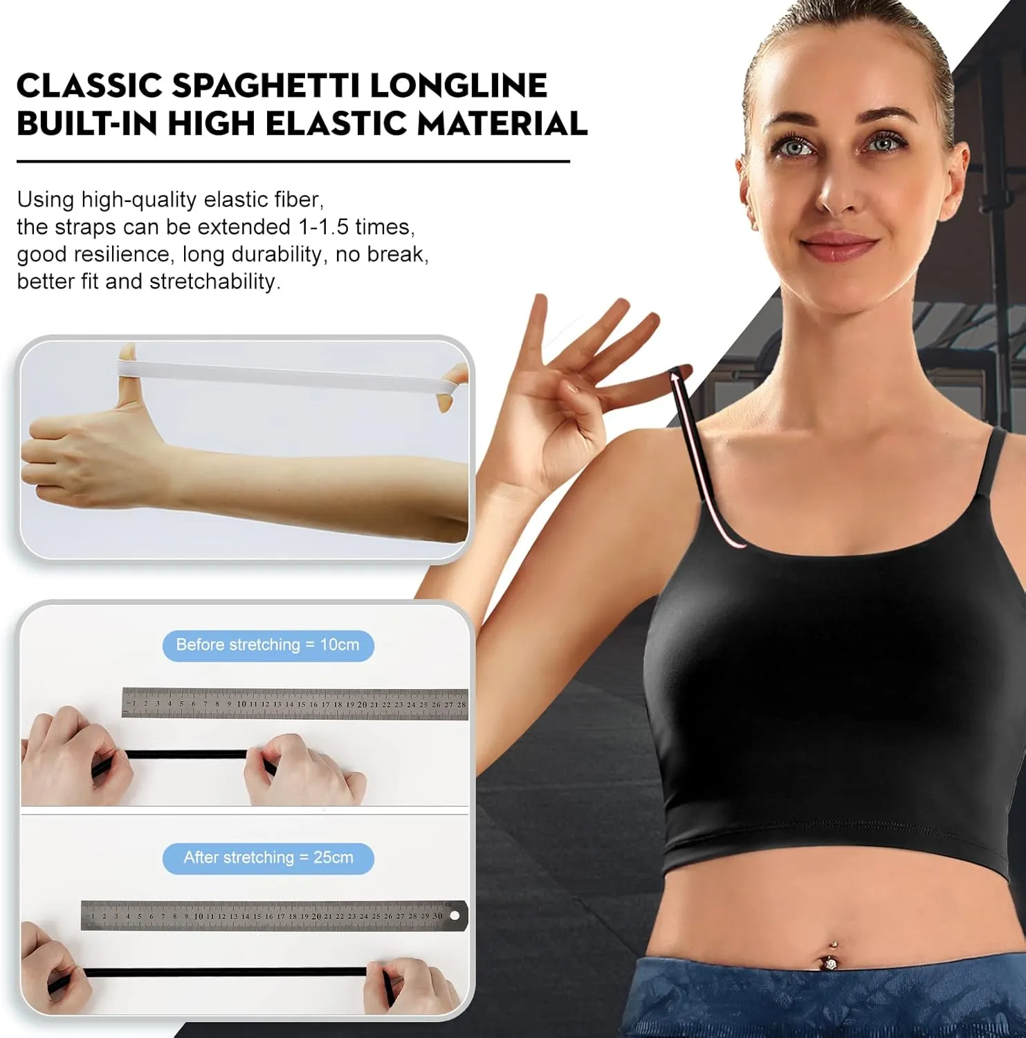 ECOPARTY Sports Bras for Women Quick-Dry Padded Wirefree Workout Crop Cute Tank Tops Camisole Yoga Fitness Running Gym
