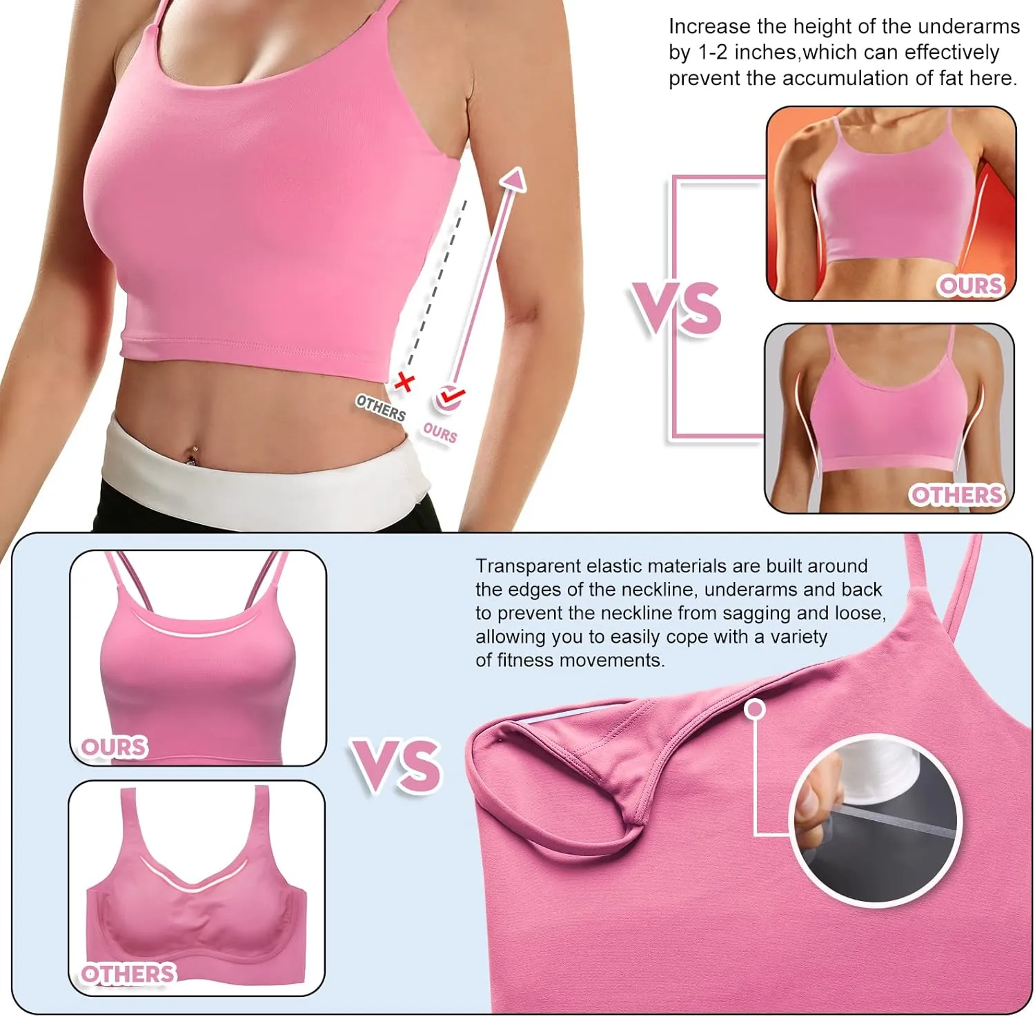 ECOPARTY Sports Bras for Women Quick-Dry Padded Wirefree Workout Crop Cute Tank Tops Camisole Yoga Fitness Running Gym