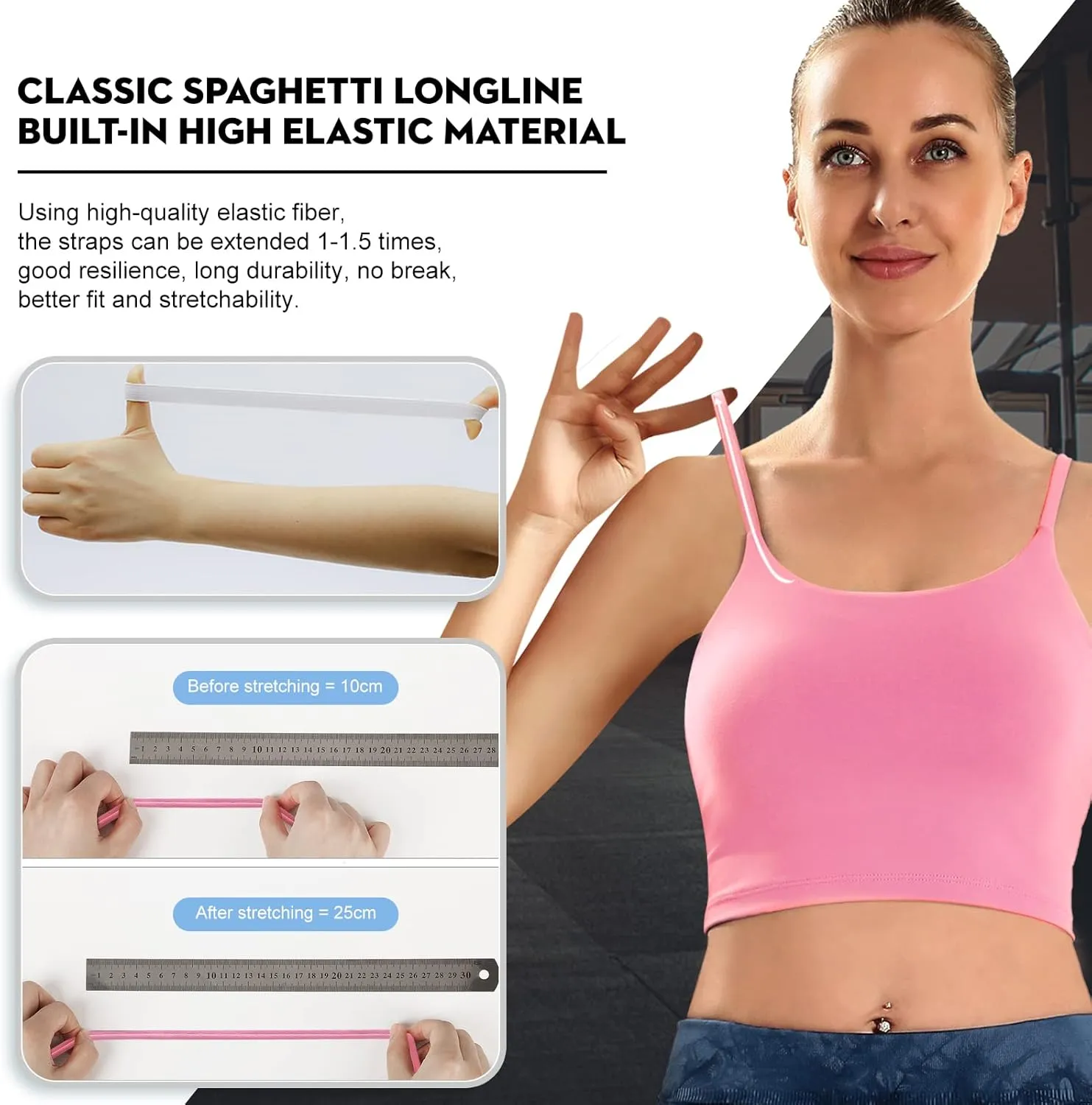 ECOPARTY Sports Bras for Women Quick-Dry Padded Wirefree Workout Crop Cute Tank Tops Camisole Yoga Fitness Running Gym