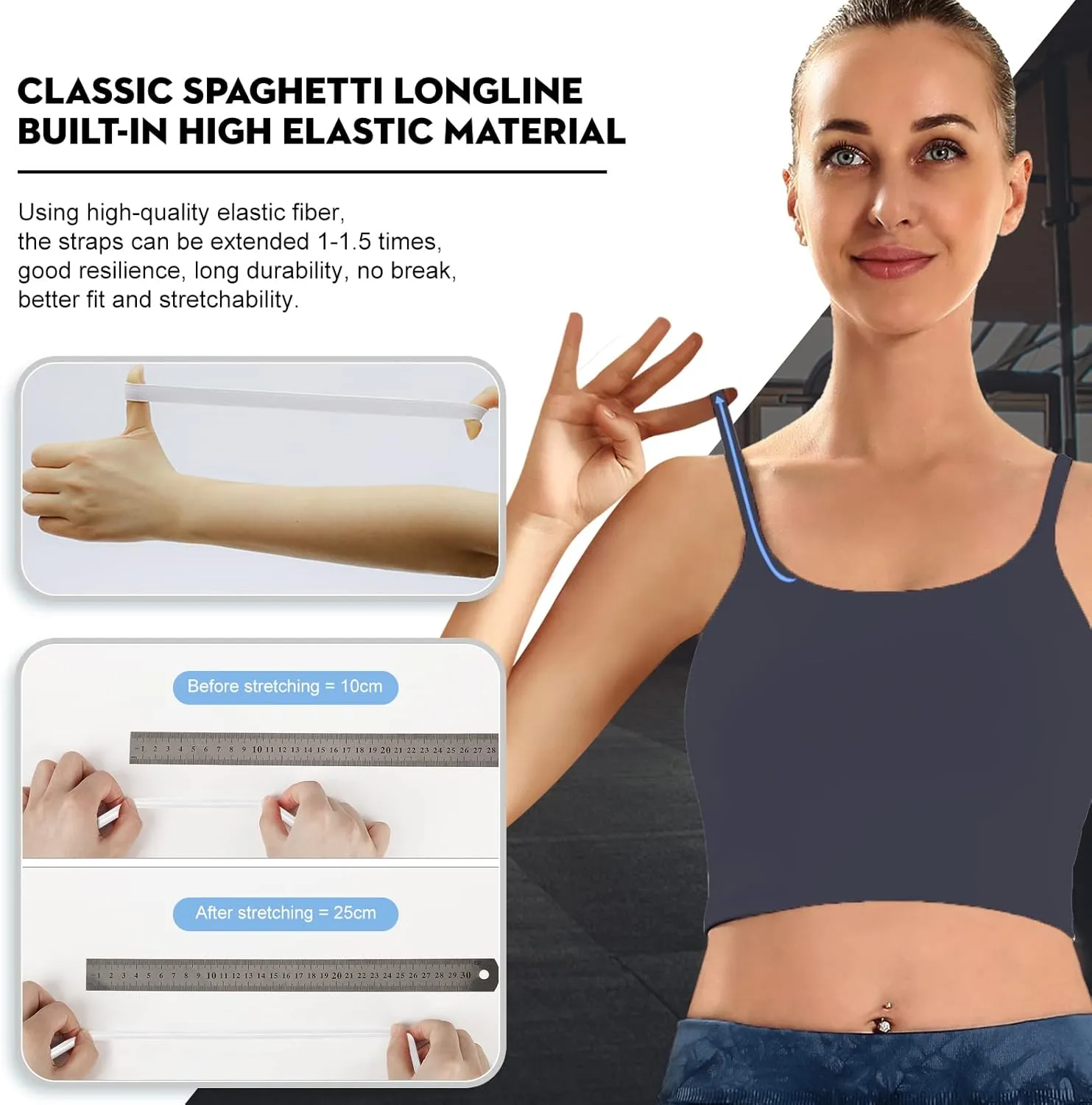 ECOPARTY Sports Bras for Women Quick-Dry Padded Wirefree Workout Crop Cute Tank Tops Camisole Yoga Fitness Running Gym