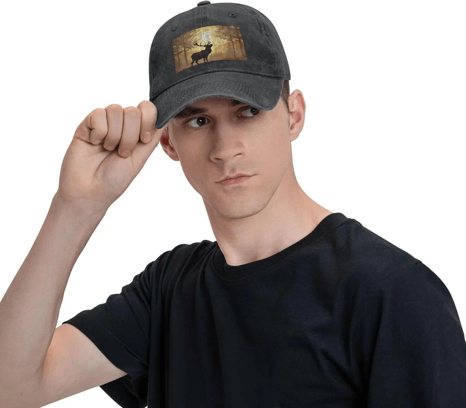 Elk Artwork Unisex Baseball Cap Breathable Cotton Trucker Hat Classic Denim Dad Hat Summer Sun Hat