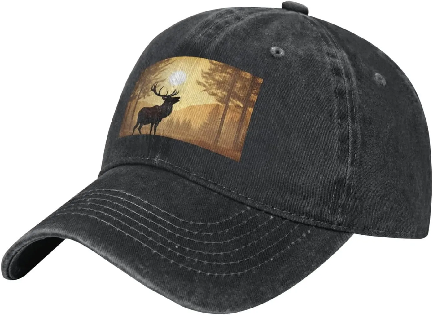 Elk Artwork Unisex Baseball Cap Breathable Cotton Trucker Hat Classic Denim Dad Hat Summer Sun Hat