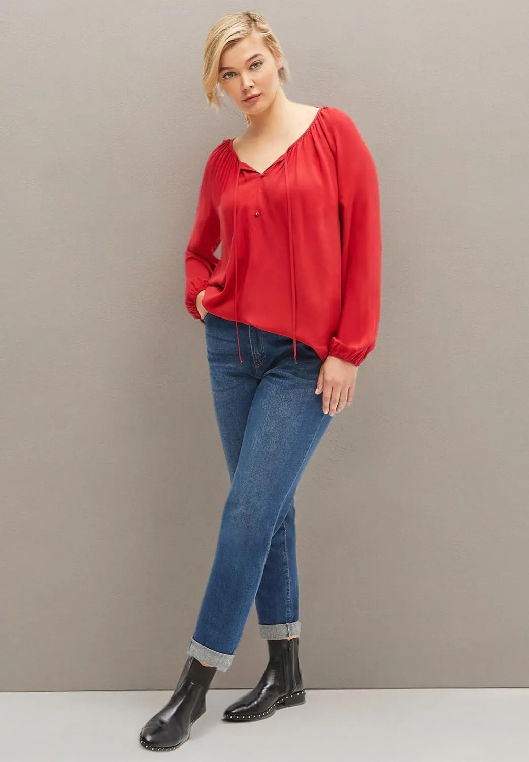 ellos Comfortable Women's Plus Size Boyfriend Jeans Stretch Denim Mid-Rise