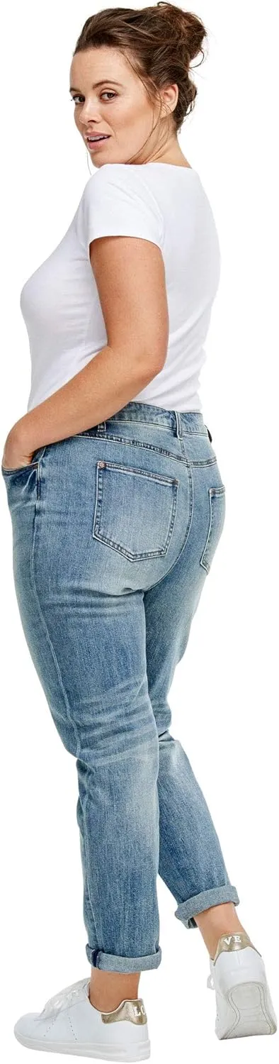 ellos Comfortable Women's Plus Size Boyfriend Jeans Stretch Denim Mid-Rise
