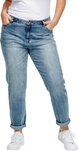 ellos Comfortable Women's Plus Size Boyfriend Jeans Stretch Denim Mid-Rise