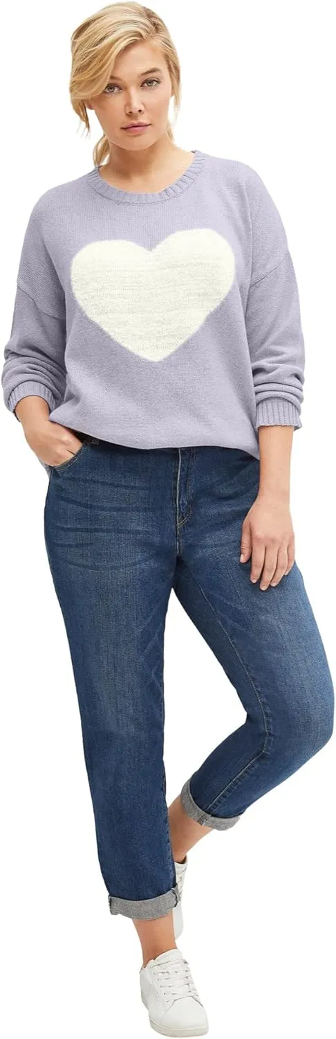 ellos Comfortable Women's Plus Size Boyfriend Jeans Stretch Denim Mid-Rise