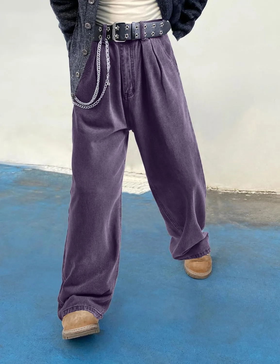 EMMIOL Mens Baggy Hip Hop Jeans Loose Fit Long Denim Pants Casual Trousers Streetwear
