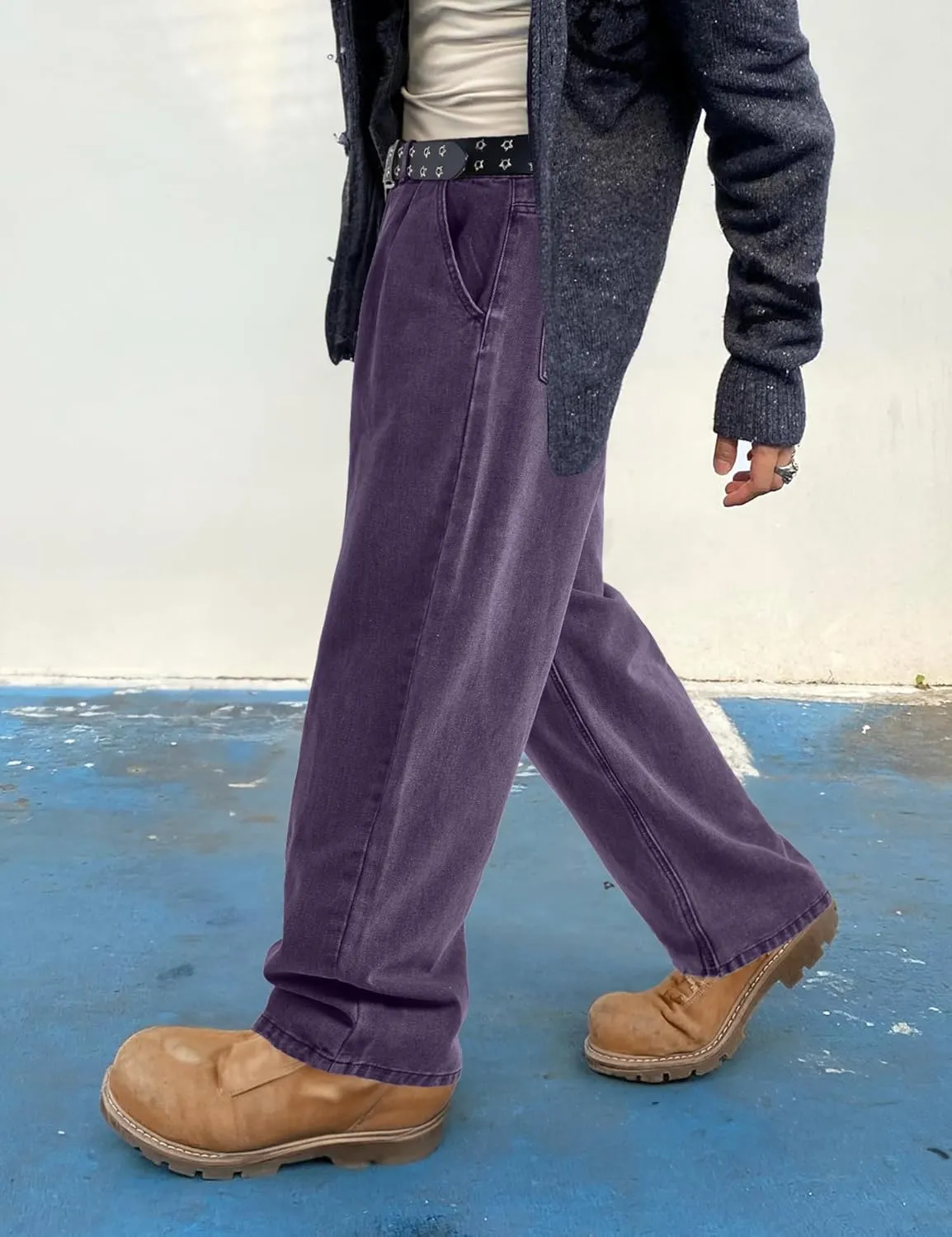 EMMIOL Mens Baggy Hip Hop Jeans Loose Fit Long Denim Pants Casual Trousers Streetwear
