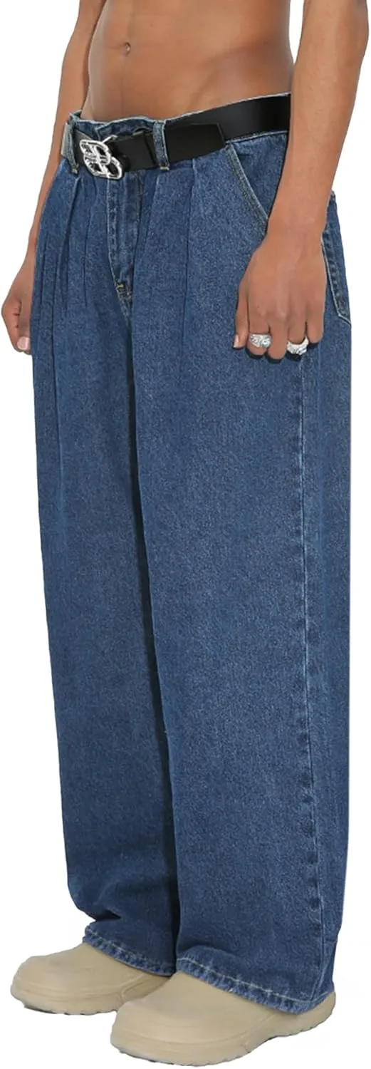 EMMIOL Mens Baggy Hip Hop Jeans Loose Fit Long Denim Pants Casual Trousers Streetwear