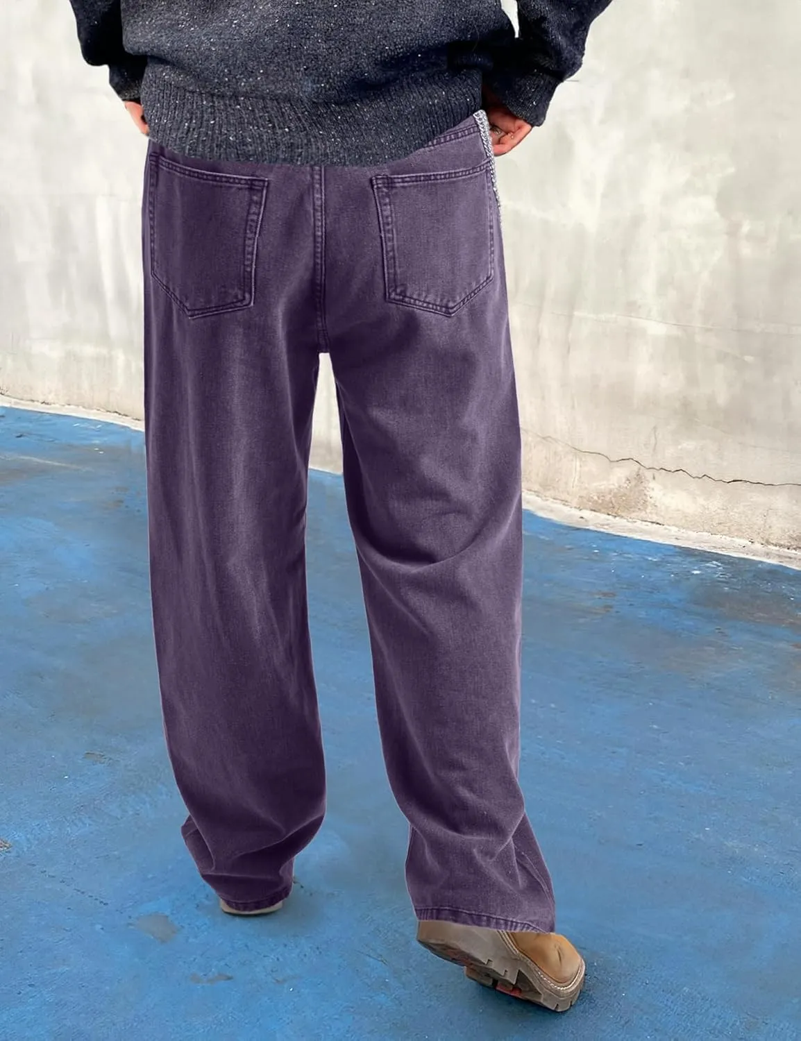 EMMIOL Mens Baggy Hip Hop Jeans Loose Fit Long Denim Pants Casual Trousers Streetwear