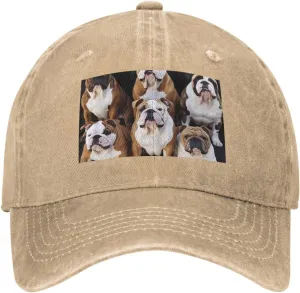 English Bulldogs Unisex Baseball Cap Breathable Cotton Trucker Hat Classic Denim Dad Hat Summer Sun Hat