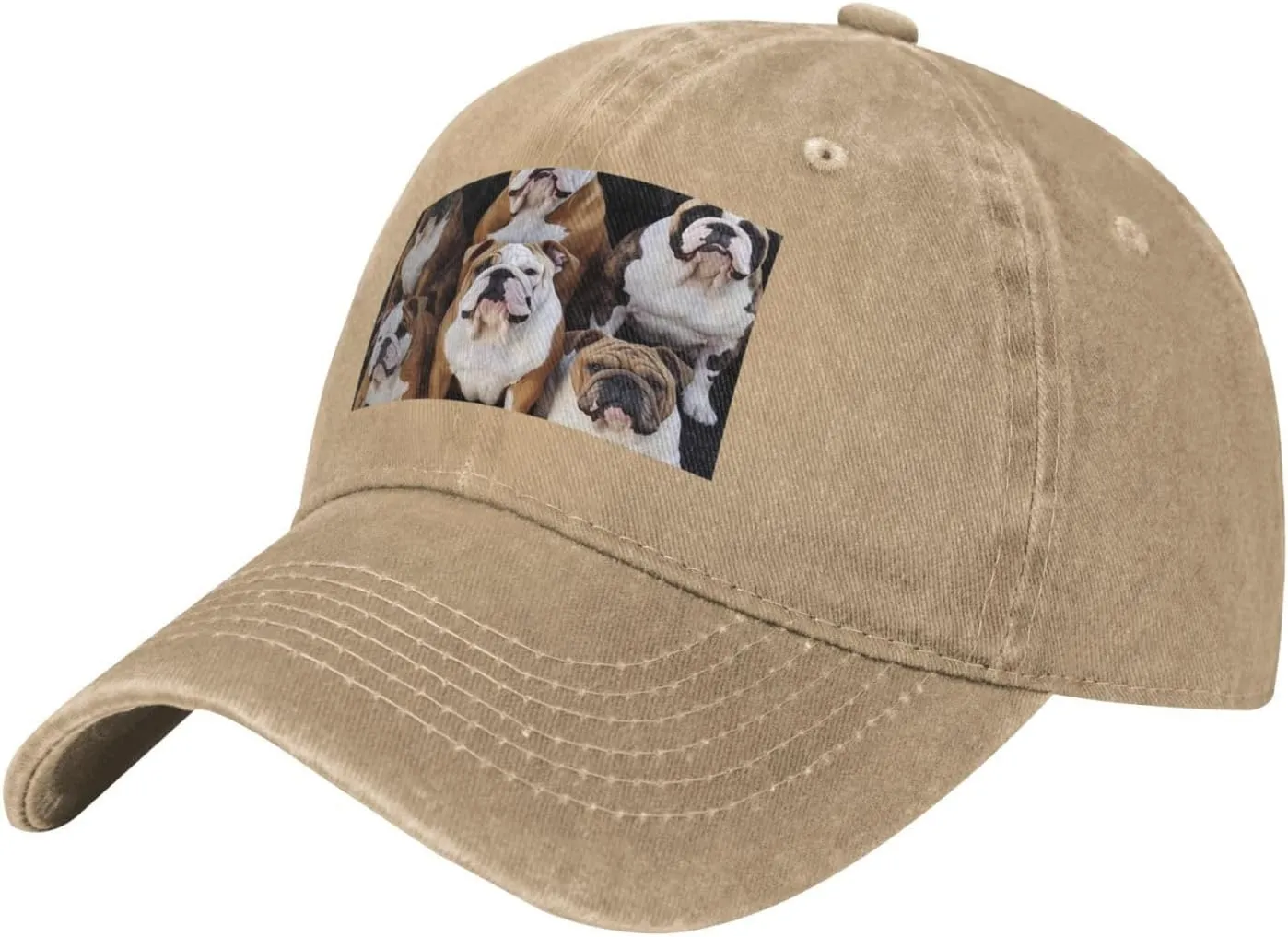 English Bulldogs Unisex Baseball Cap Breathable Cotton Trucker Hat Classic Denim Dad Hat Summer Sun Hat