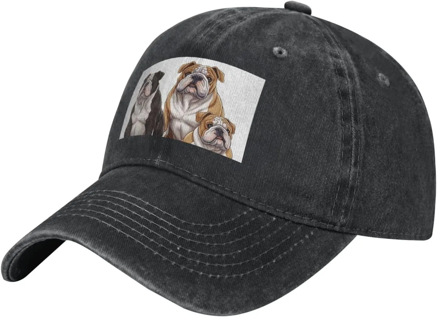 English Bulldogs Unisex Baseball Cap Breathable Cotton Trucker Hat Classic Denim Dad Hat Summer Sun Hat