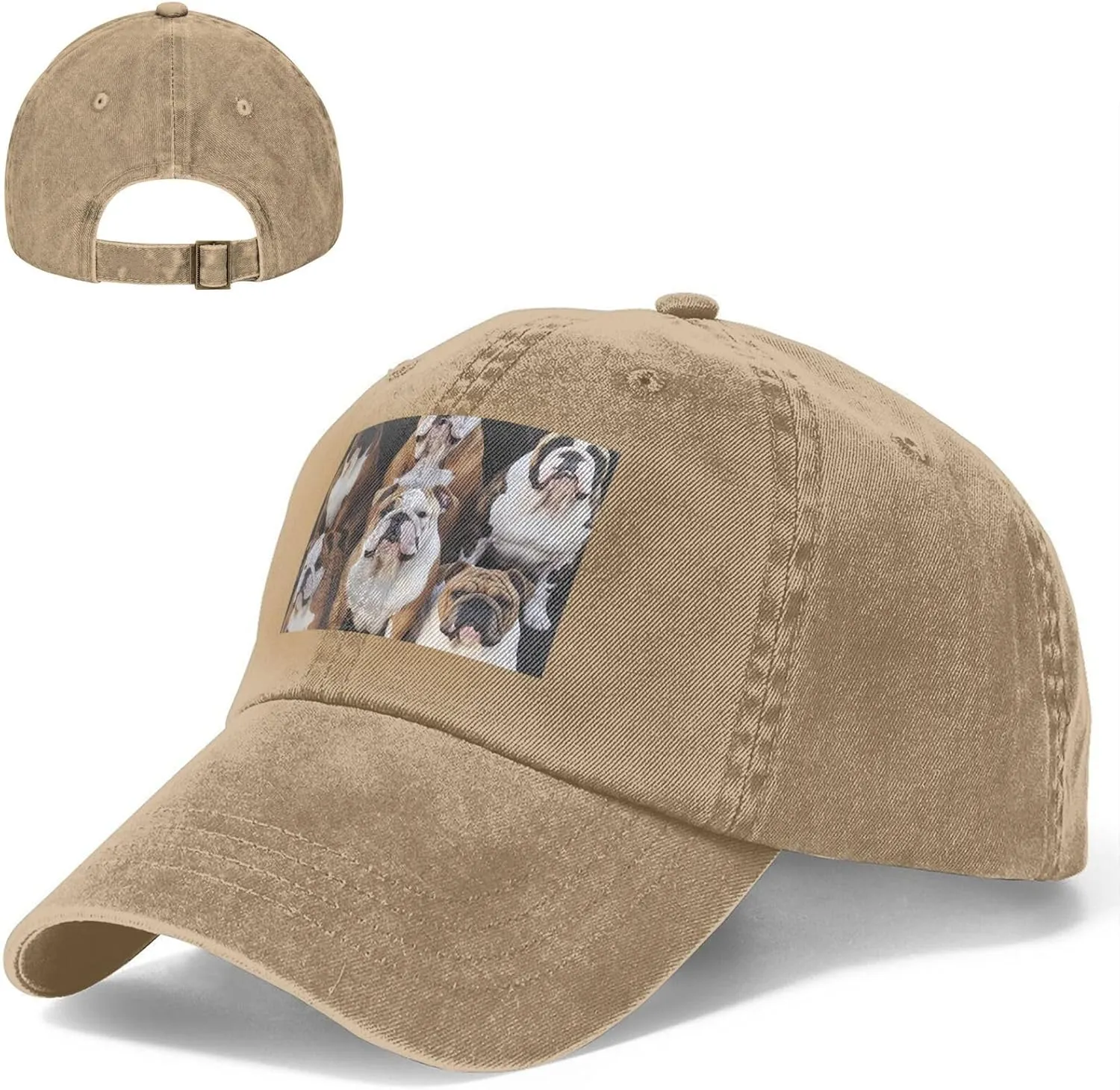 English Bulldogs Unisex Baseball Cap Breathable Cotton Trucker Hat Classic Denim Dad Hat Summer Sun Hat