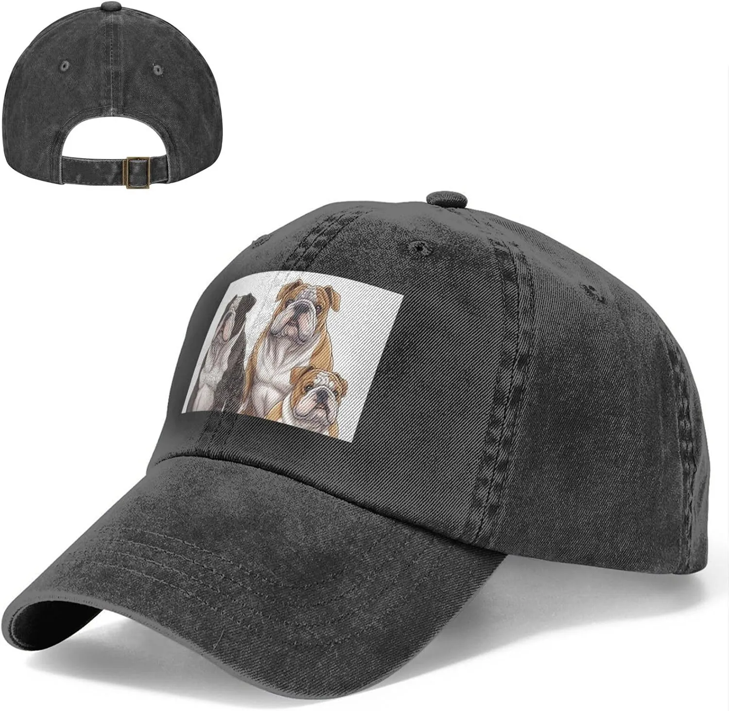 English Bulldogs Unisex Baseball Cap Breathable Cotton Trucker Hat Classic Denim Dad Hat Summer Sun Hat