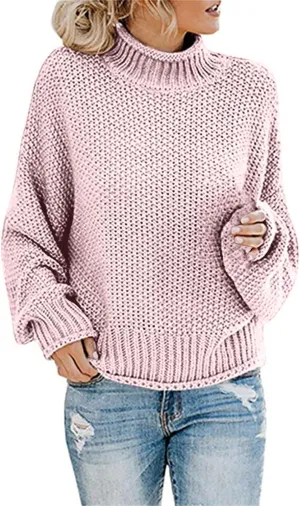 Fall Sweaters for Women,Trendy Fall Turtleneck High Neck Outfits Balloon Long Sleeve Pullover Outerwear Tunic Tops