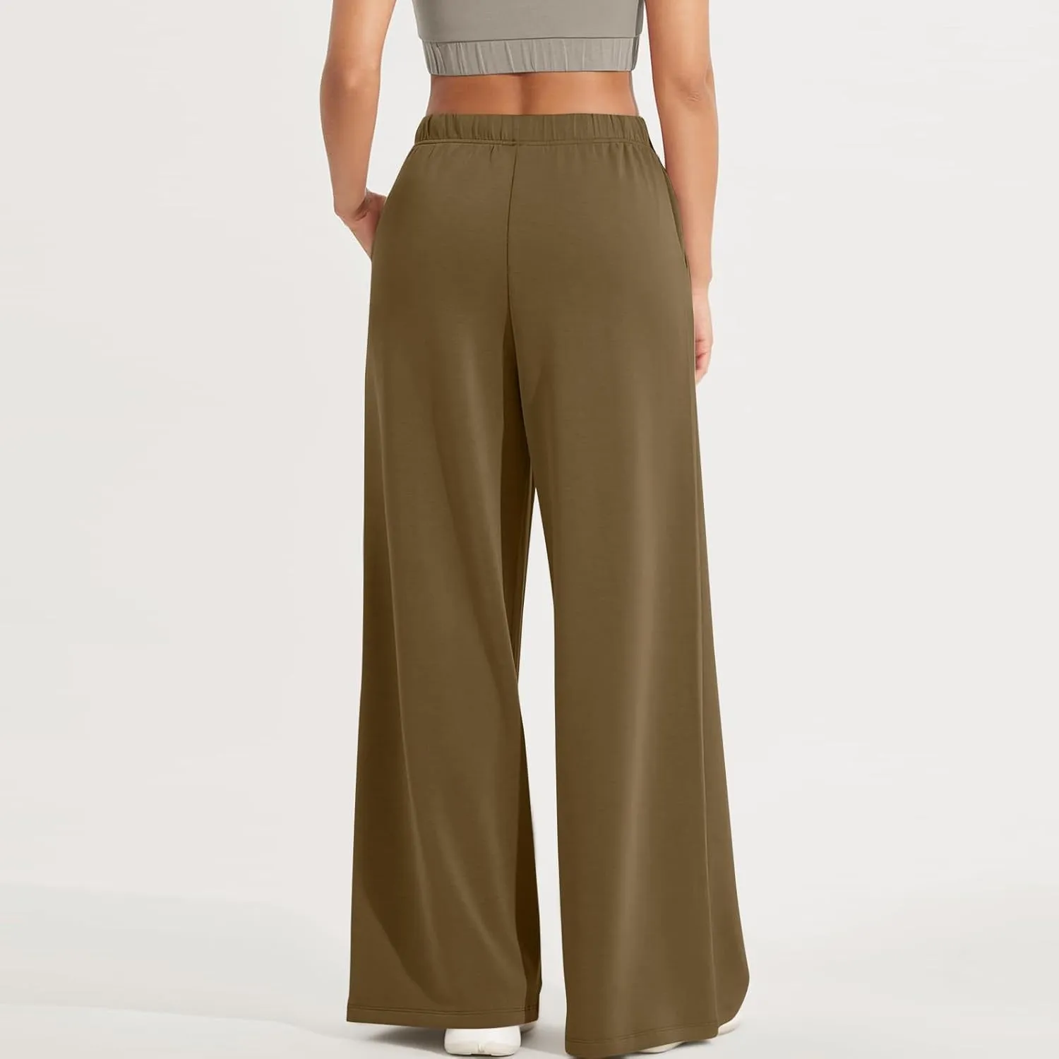 fanmpghleoo Wide Leg Sweatpants Women Baggy Drawstring High Waisted Joggers with Pockets Lightweight Casual Comfy Sweat Pants