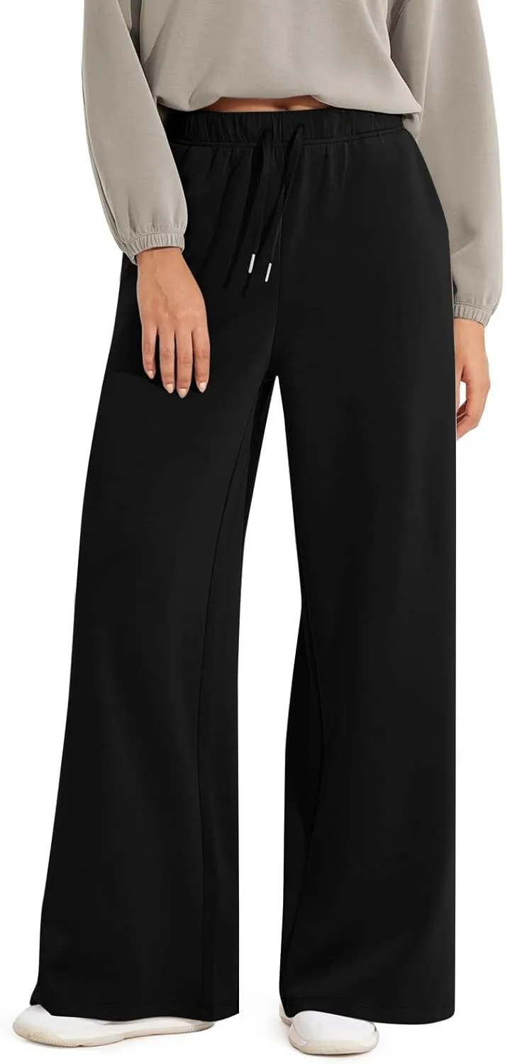 fanmpghleoo Wide Leg Sweatpants Women Baggy Drawstring High Waisted Joggers with Pockets Lightweight Casual Comfy Sweat Pants