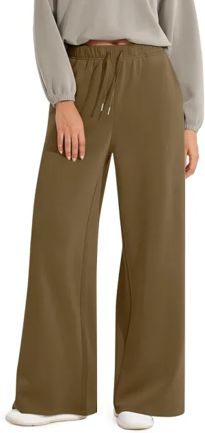 fanmpghleoo Wide Leg Sweatpants Women Baggy Drawstring High Waisted Joggers with Pockets Lightweight Casual Comfy Sweat Pants