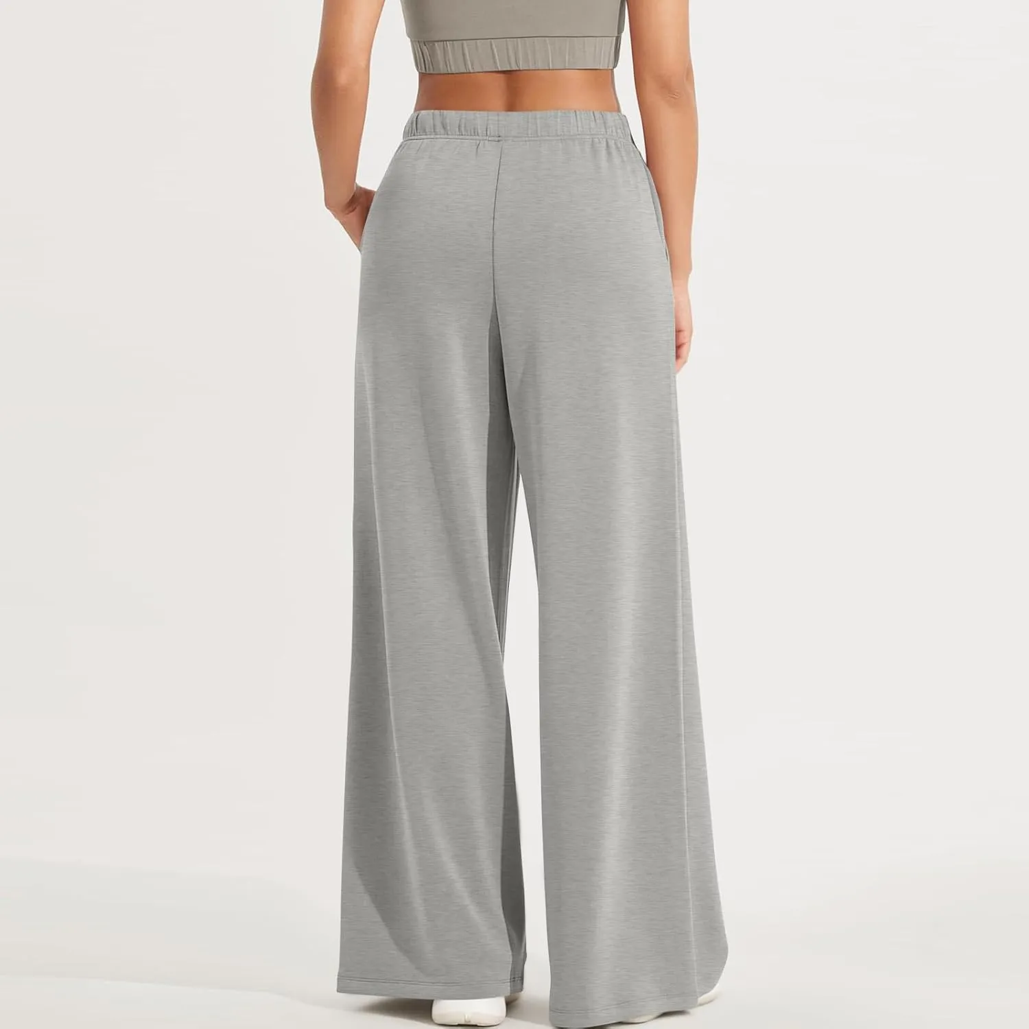 fanmpghleoo Wide Leg Sweatpants Women Baggy Drawstring High Waisted Joggers with Pockets Lightweight Casual Comfy Sweat Pants