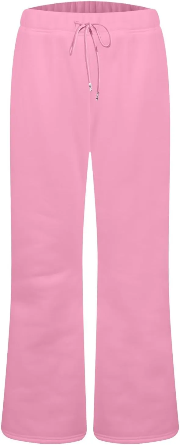 Flare Wide Leg Sweatpants Women Elastic High Waisted Joggers with Pockets Comfy Athletic Lounge Pants Sweats
