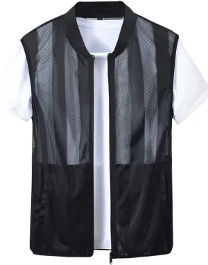 Flygo Men's Summer Casual Lightweight Breathable Mesh Cycling Travel Zip Vest