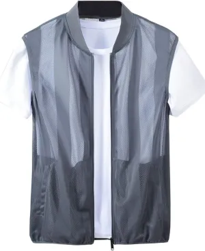 Flygo Men's Summer Casual Lightweight Breathable Mesh Cycling Travel Zip Vest