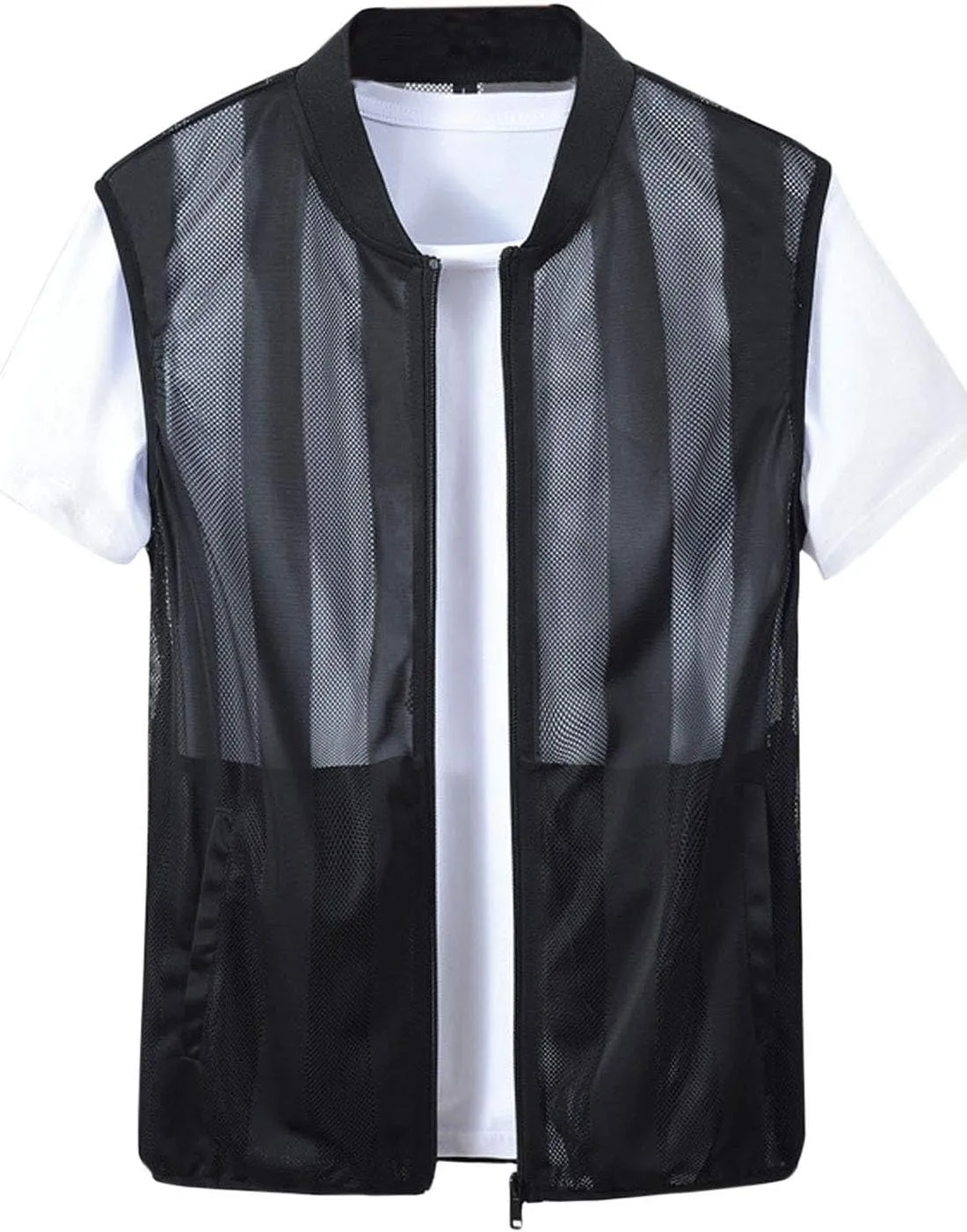 Flygo Men's Summer Casual Lightweight Breathable Mesh Cycling Travel Zip Vest