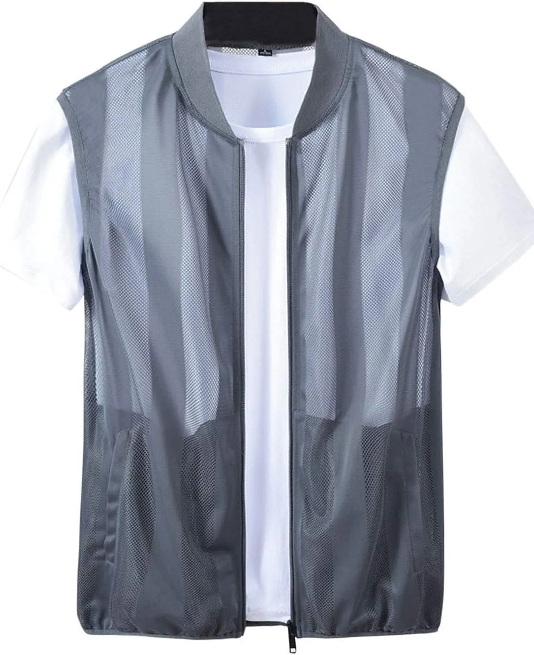 Flygo Men's Summer Casual Lightweight Breathable Mesh Cycling Travel Zip Vest