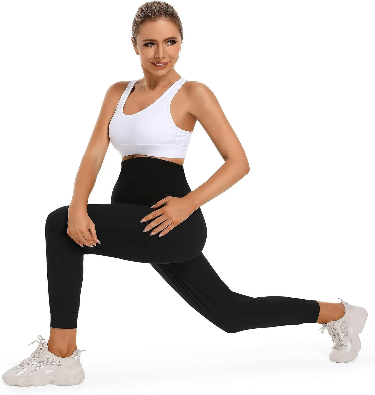 Foucome Women's Maternity Joggers Quick Dry Zipper Pockets Scrub Pants Pregnancy Sweatpants