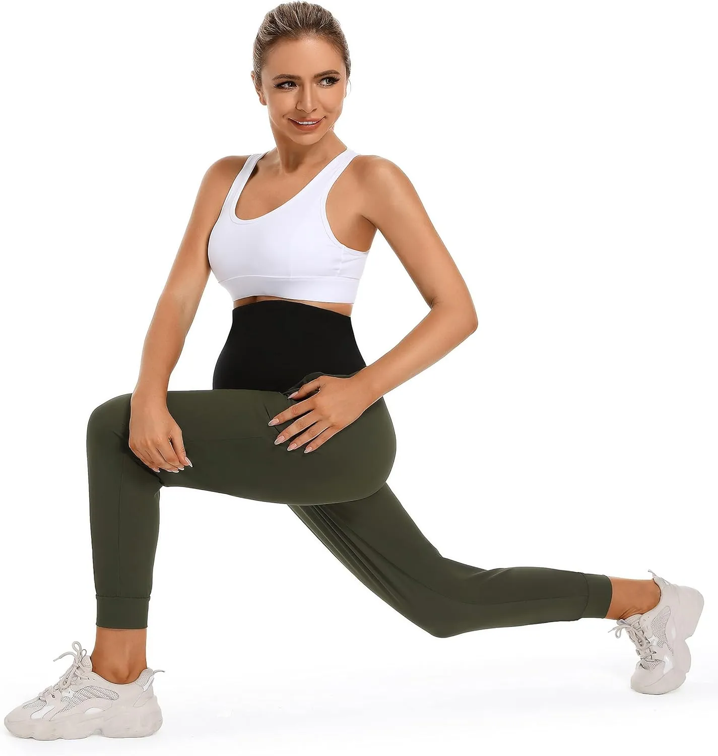 Foucome Women's Maternity Joggers Quick Dry Zipper Pockets Scrub Pants Pregnancy Sweatpants