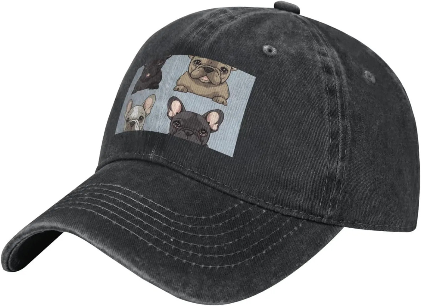 French Bulldog Unisex Baseball Cap Breathable Cotton Trucker Hat Classic Denim Dad Hat Summer Sun Hat