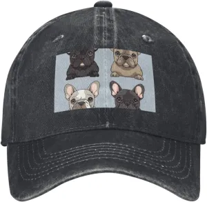 French Bulldog Unisex Baseball Cap Breathable Cotton Trucker Hat Classic Denim Dad Hat Summer Sun Hat