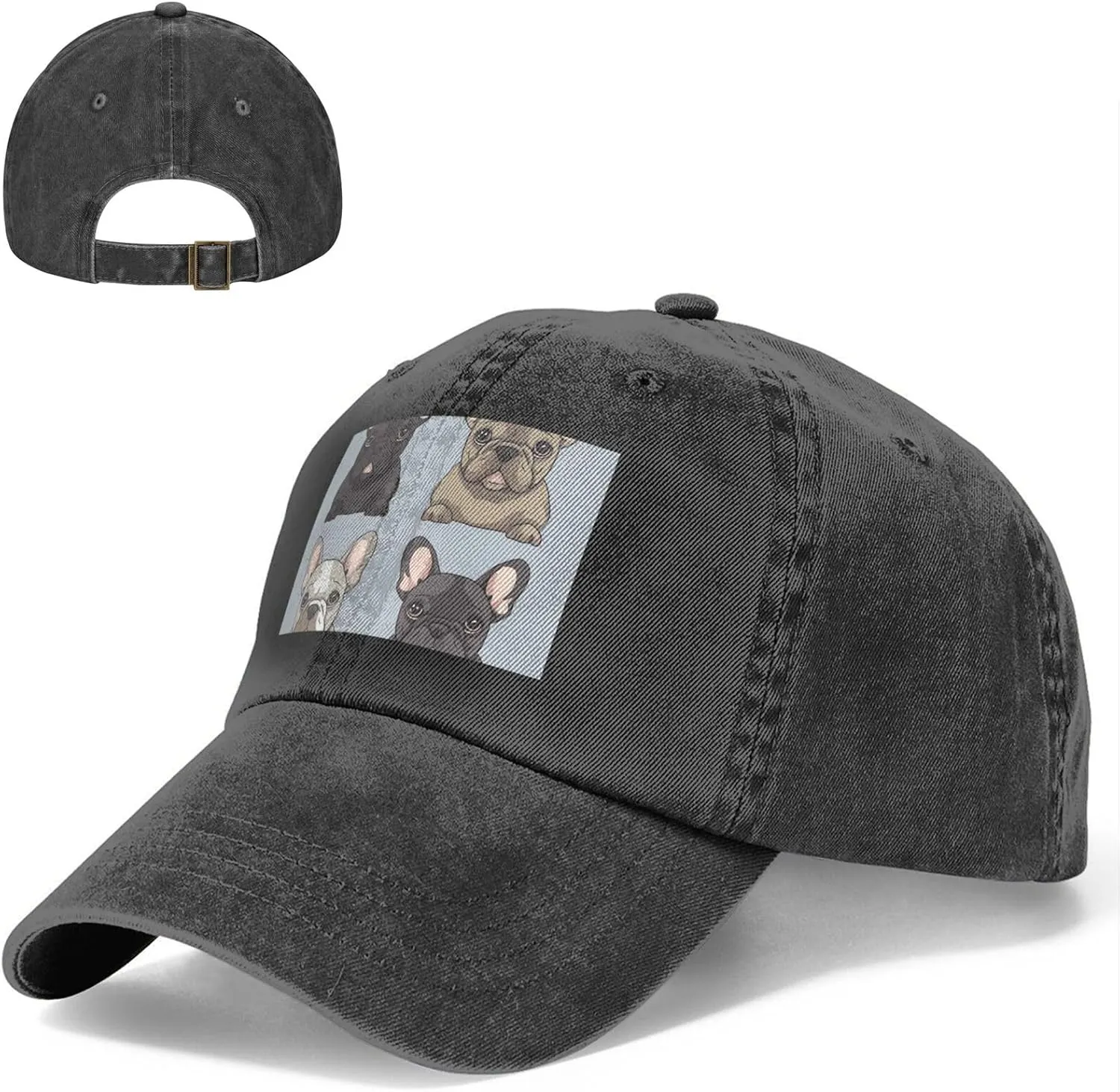 French Bulldog Unisex Baseball Cap Breathable Cotton Trucker Hat Classic Denim Dad Hat Summer Sun Hat