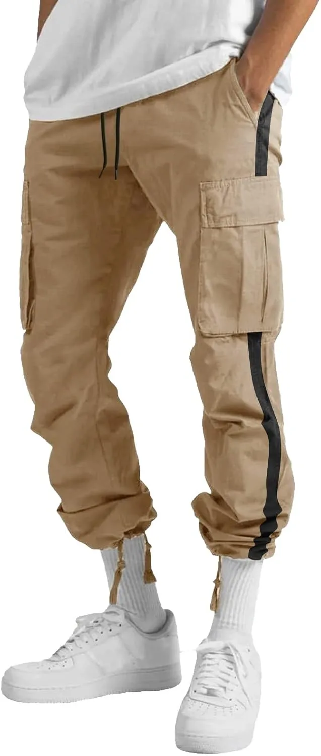 GIERIDUC Men's Cotton Yoga Sweatpants Mens Joggers Athletic Lounge Pants Open Bottom Casual Jersey Pants for Men with Pockets