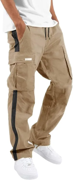 GIERIDUC Men's Cotton Yoga Sweatpants Mens Joggers Athletic Lounge Pants Open Bottom Casual Jersey Pants for Men with Pockets