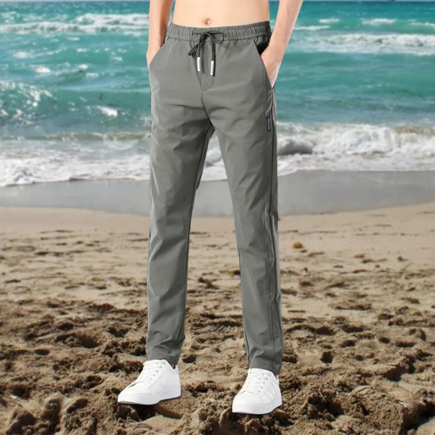 GIERIDUC Men's Drawstring Waist Cargo Pants Mens Cargo Shorts Size 33 Waist Mens Long Underwear Pants Fleece Cargo Pants Men