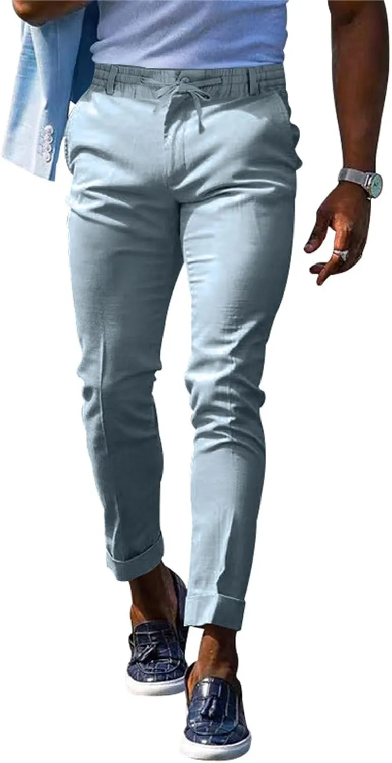 GIERIDUC Men's Linen Pants Casual Long Pants Summer Clothes for Men Fashion Best Jogger Pants for Men for Men