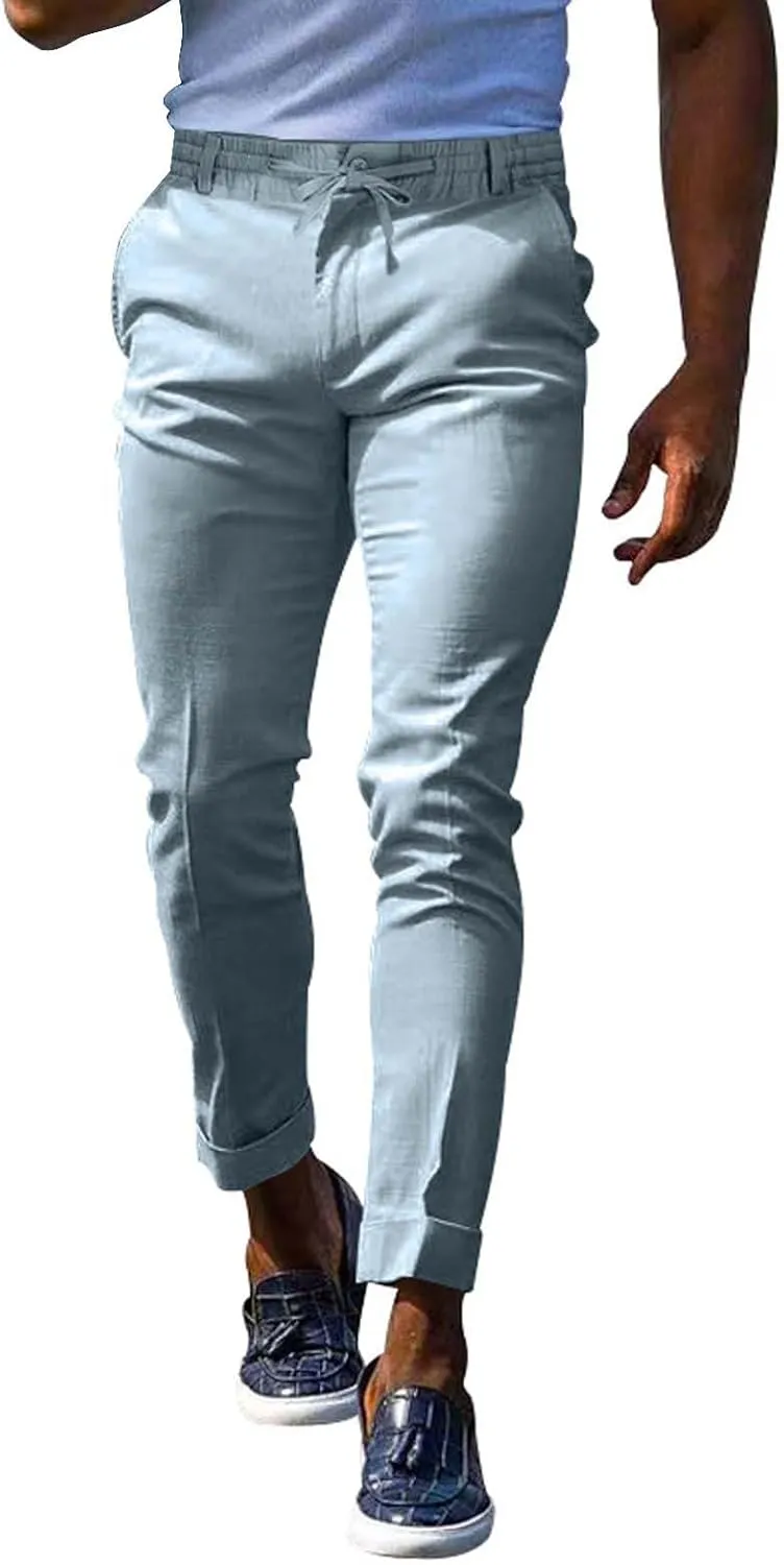 GIERIDUC Men's Linen Pants Casual Long Pants Summer Clothes for Men Fashion Best Jogger Pants for Men for Men