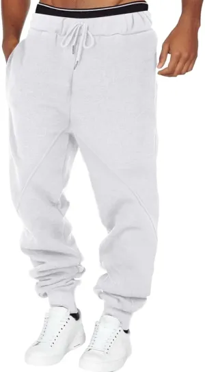GIERIDUC Men's Wide Leg Flare Sweatpants Men's Lightweight Work Pants Off White Tracksuit Bottoms Long Length Mens Trousers
