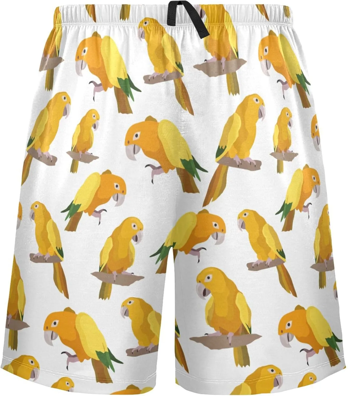 Gold Parrot Tropical Bird Pattern Men's Pajama Pants Shorts Sleepwear Lounge Pajama Bottoms S-2XL